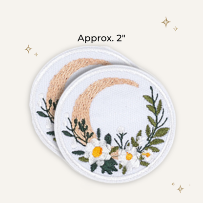 Cottage Floral Daisy Moon Embroidered Patch