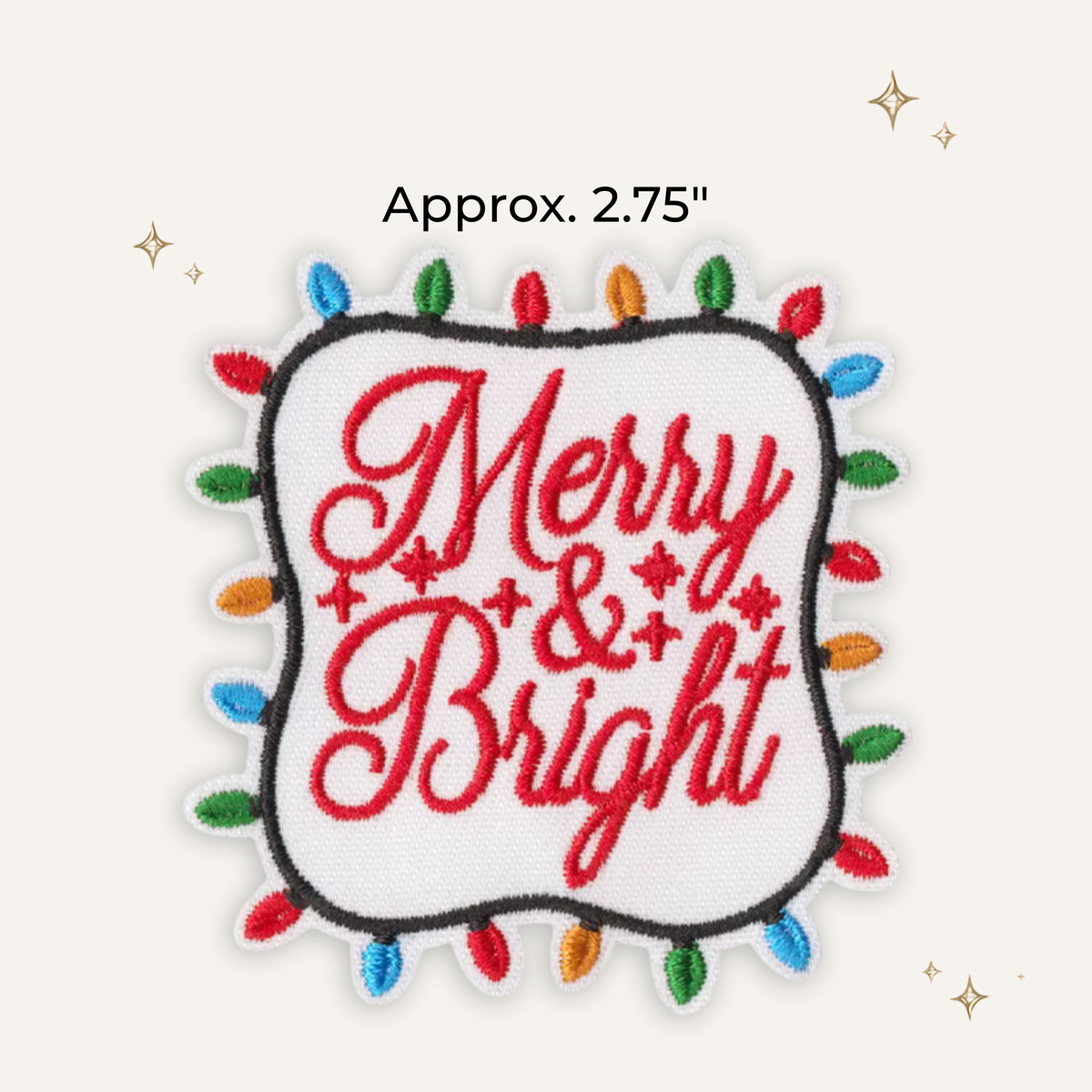 Merry & Bright Christmas Lights Embroidered Patch