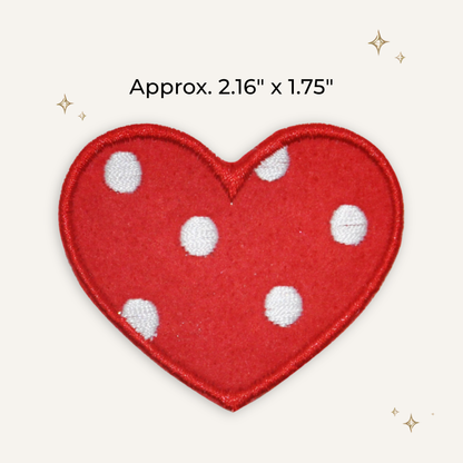 Retro Red Polka Dot Heart Embroidered Patch