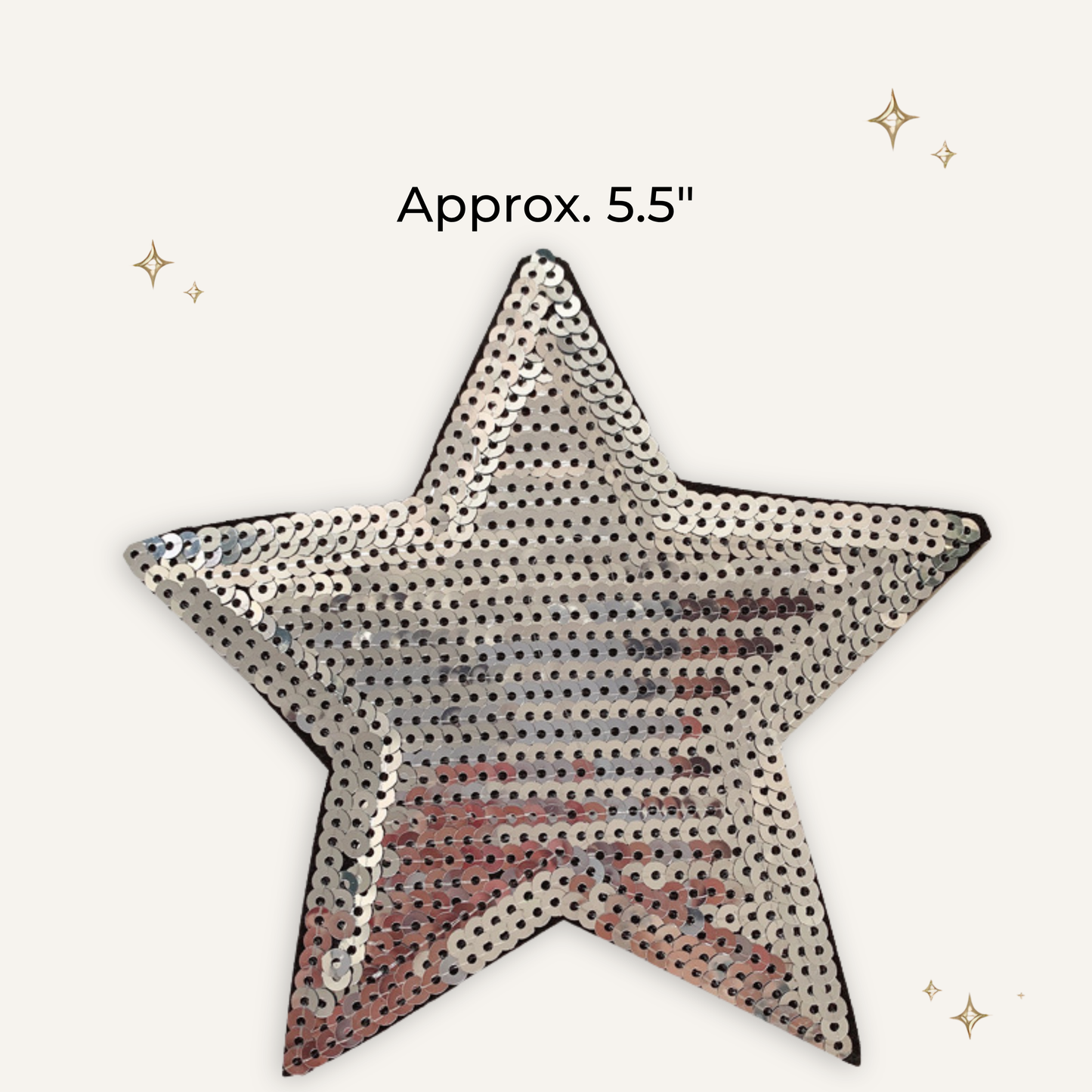 Silver Sequin Star 5.5" Embroidered Patch