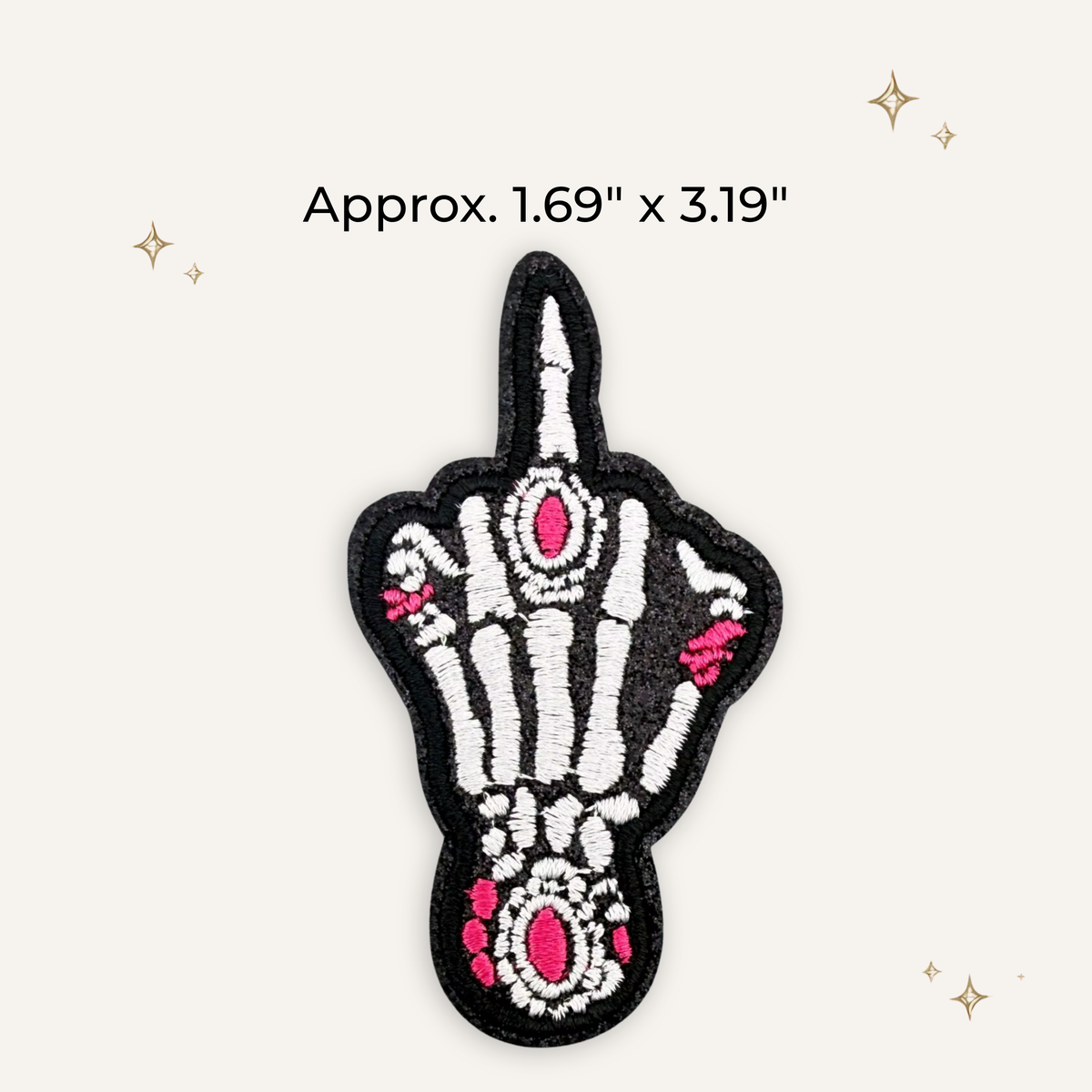 FU Skull Finger Pink Turquoise Embroidered Patch