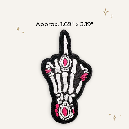 FU Skull Finger Pink Turquoise Embroidered Patch