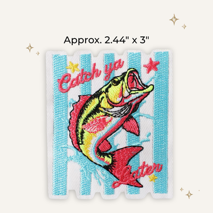 Preppy Catch Ya Later Fish Embroidered Patch