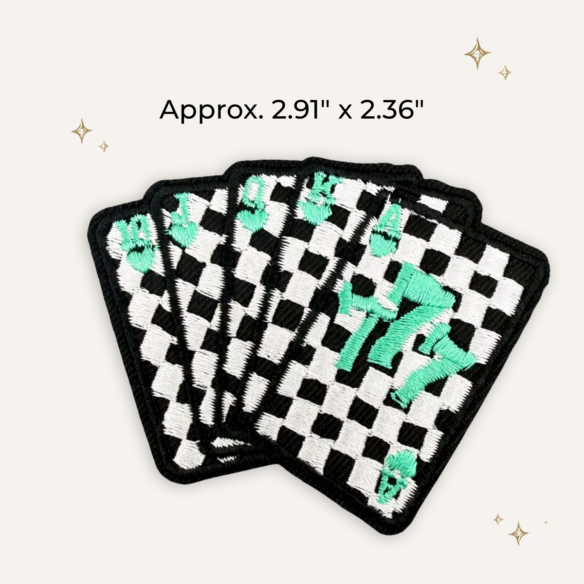 Lucky Poker Cards Turquoise Embroidered Patch