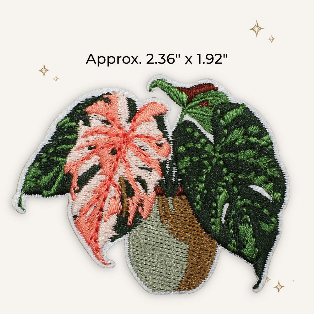 Monstera Pink Houseplant 2 Embroidered Patch