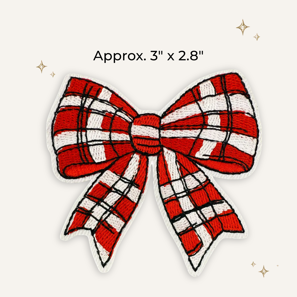 Christmas Vintage Red Plaid Bow Embroidered Patch
