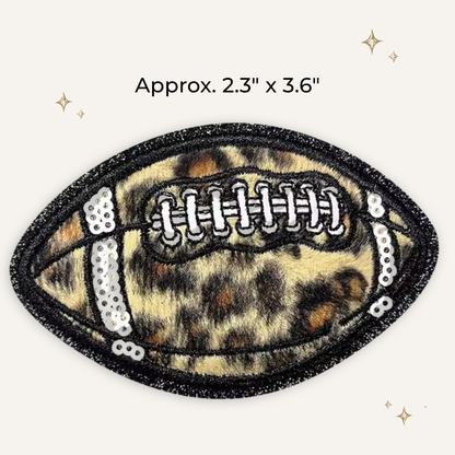 Brown/Tan Cheetah Football Embroidered Patch w/Sequin