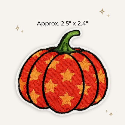 Pumpkin Orange Stars Embroidered Patch