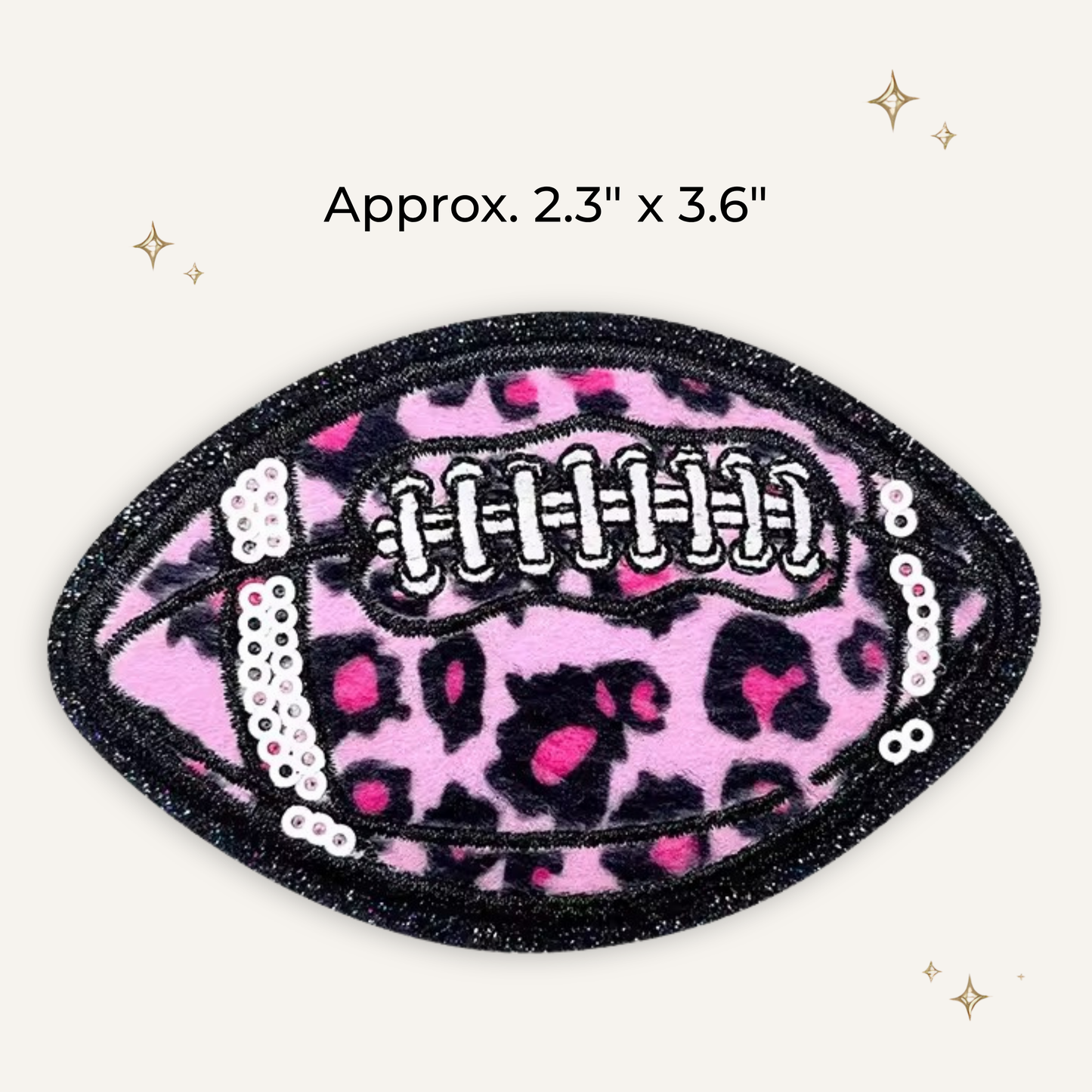 Pink Cheetah Football Embroidered Patch w/Sequin