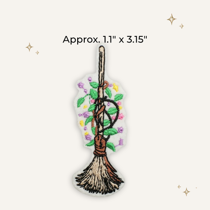 Forest Witch Magic Broom Embroidered Patch