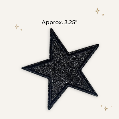 Black Glitter Star 3.25" Embroidered Patch