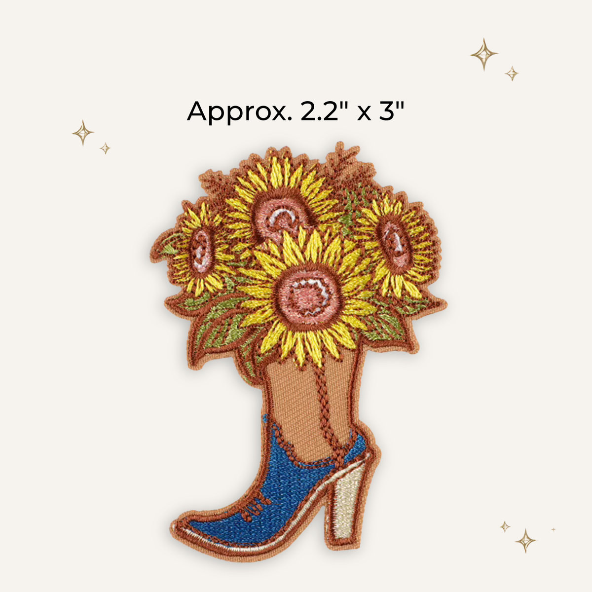 Cowboy Boot Sunflowers Embroidered Patch
