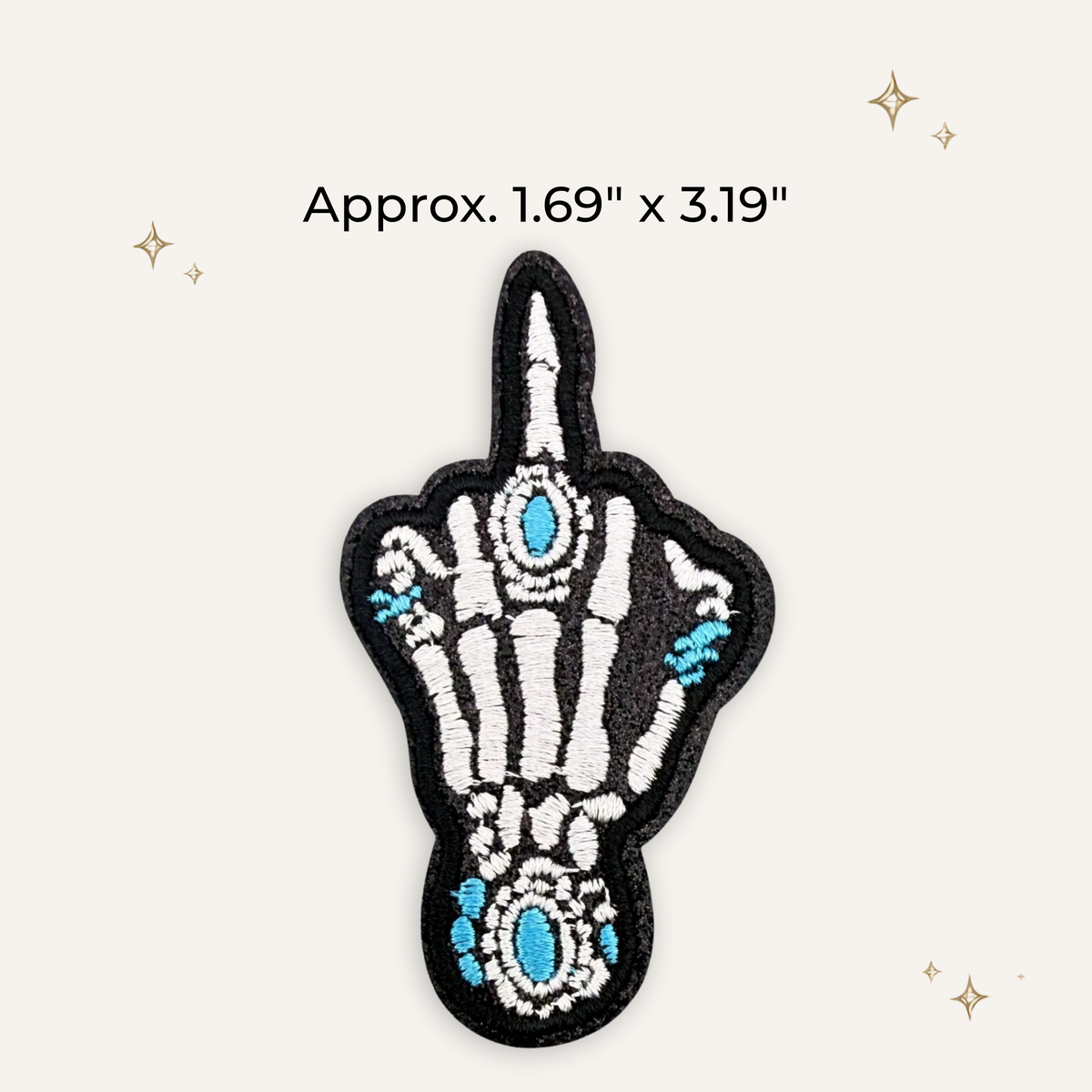 FU Skull Finger Turquoise Embroidered Patch