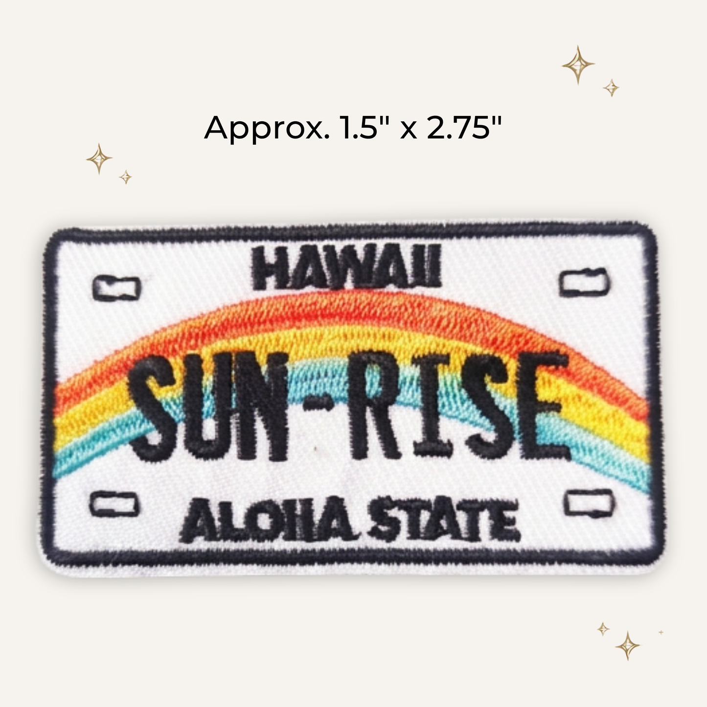 Sun Rise Hawaii License Plate Embroidered Patch