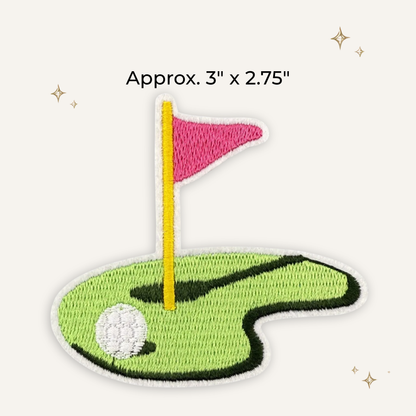 Preppy Golf Green Pink Flag Embroidered Patch