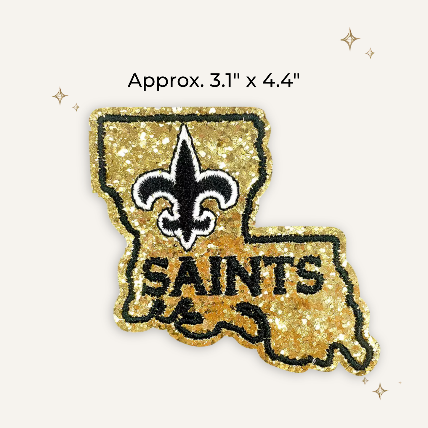 New Orlean Saints State Glitter Embroidered Patch