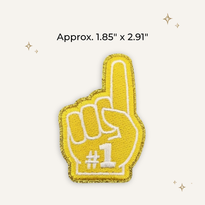 #1 Fan Foam Finger w Glitter Edge Embroidered Patch
