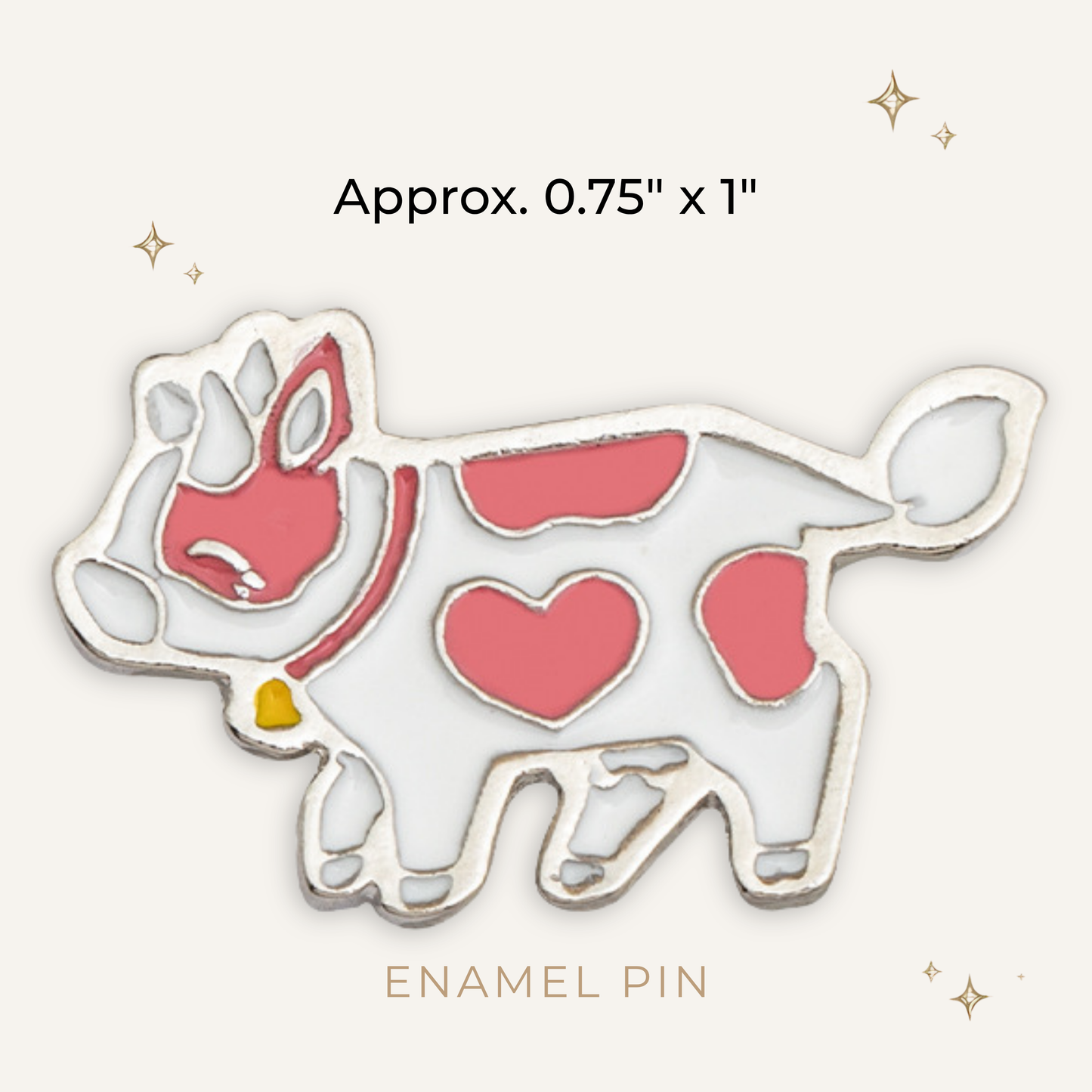 Pink Heart Cow Enamel Pin