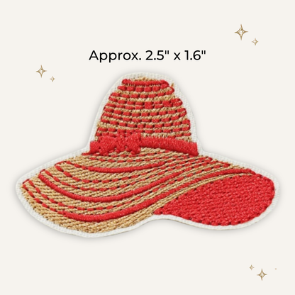 Red Straw Sunhat Embroidered Patch