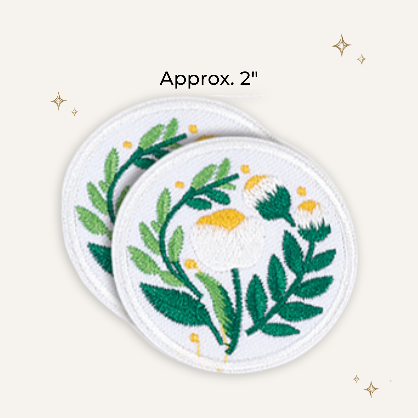 Cottage Floral White Flower Embroidered Patch