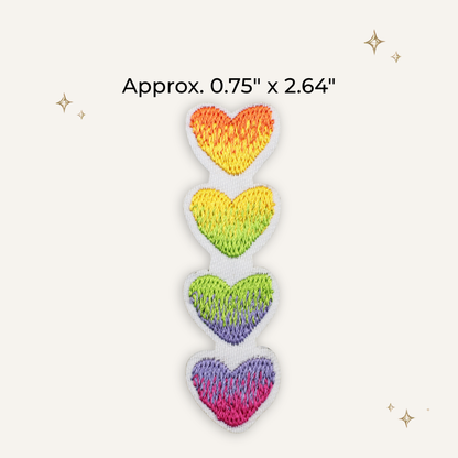 Rainbow Hearts Embroidered Patch