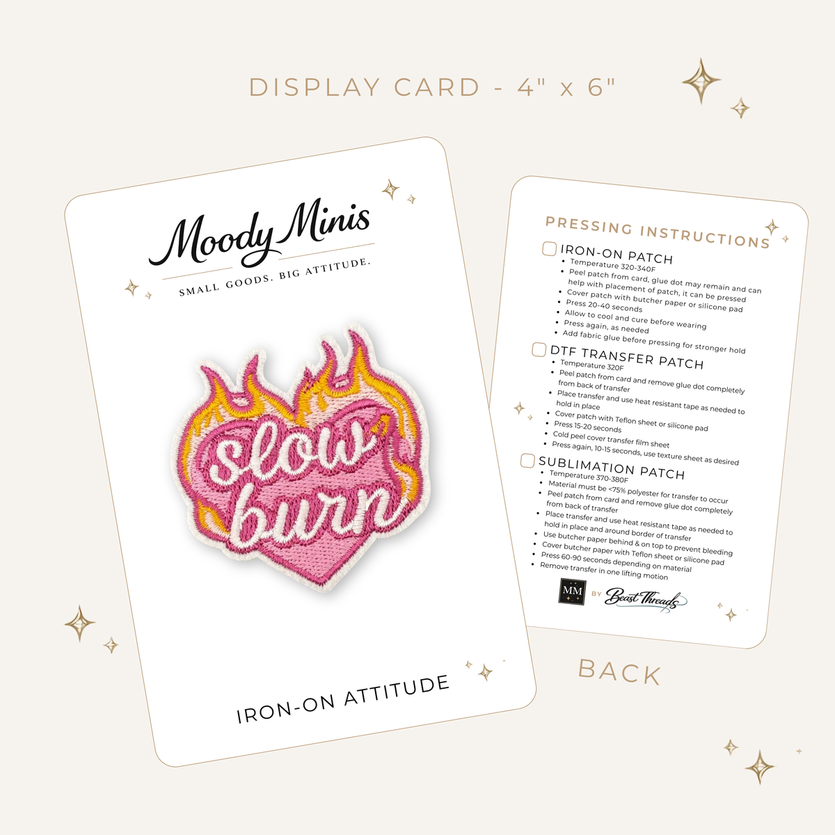 Slow Burn Flaming Heart Embroidered Patch