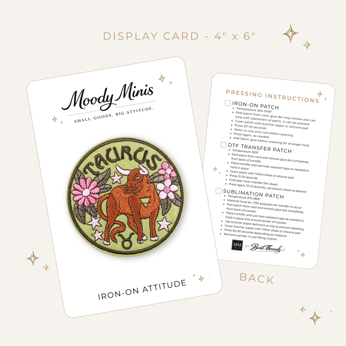 Retro Pastel Taurus Zodiac Embroidered Patch