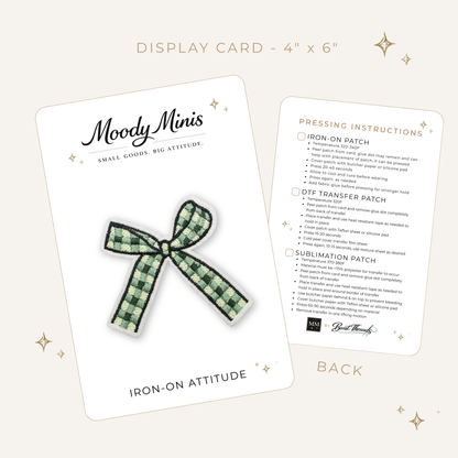 Southern Green Gingham Plaid Bow Embroidered Patch