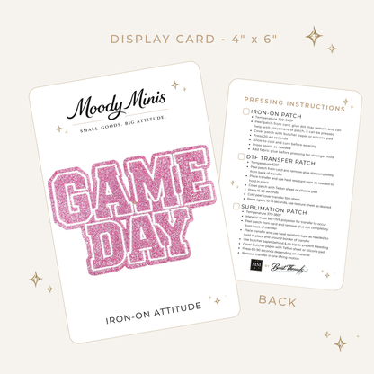 Game Day Pink Block Glitter Embroidered Patch
