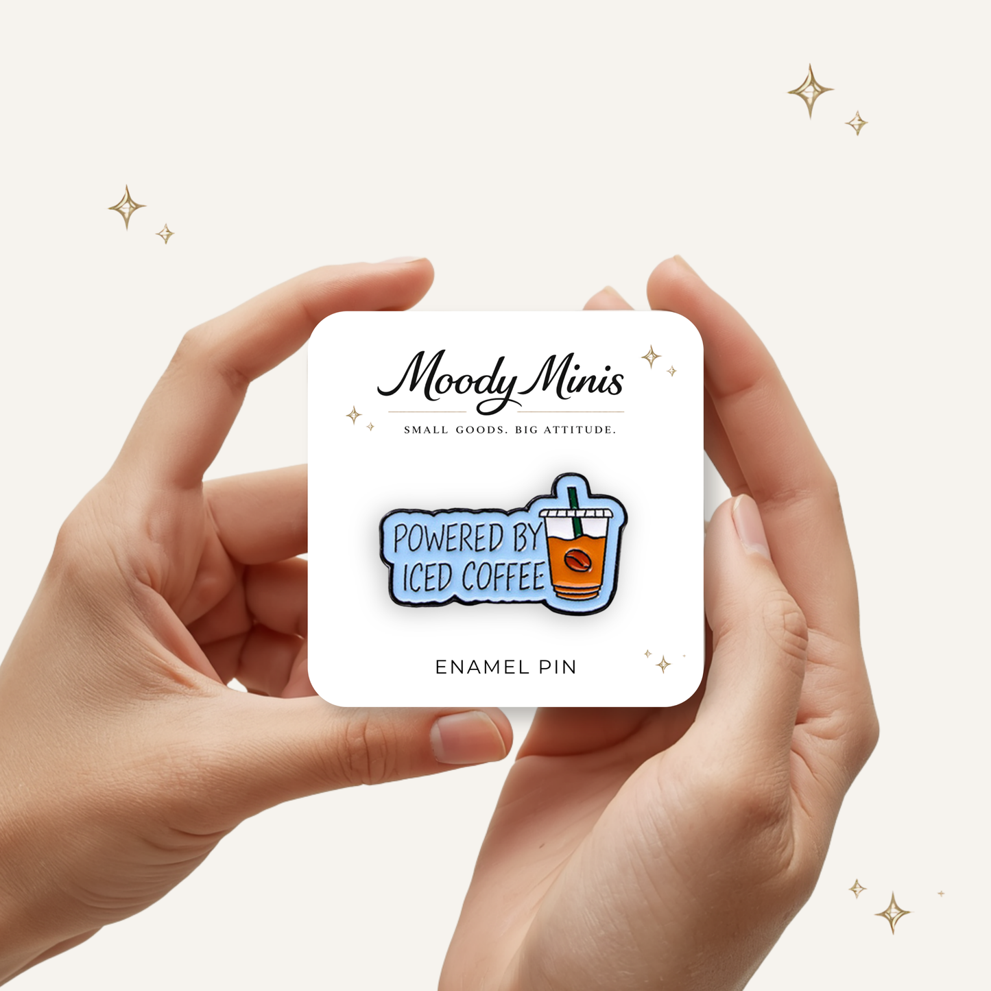 Powered by Iced Coffee Enamel Pin