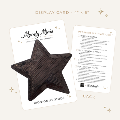 Black Sequin Star 5.5" Embroidered Patch
