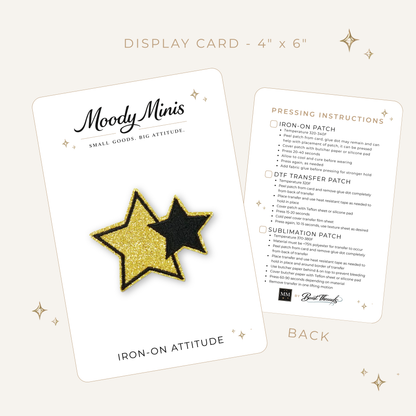 Gold & Black Double Stars Embroidered Patch