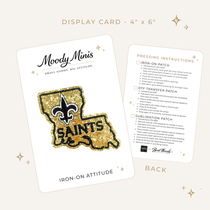 New Orlean Saints State Glitter Embroidered Patch