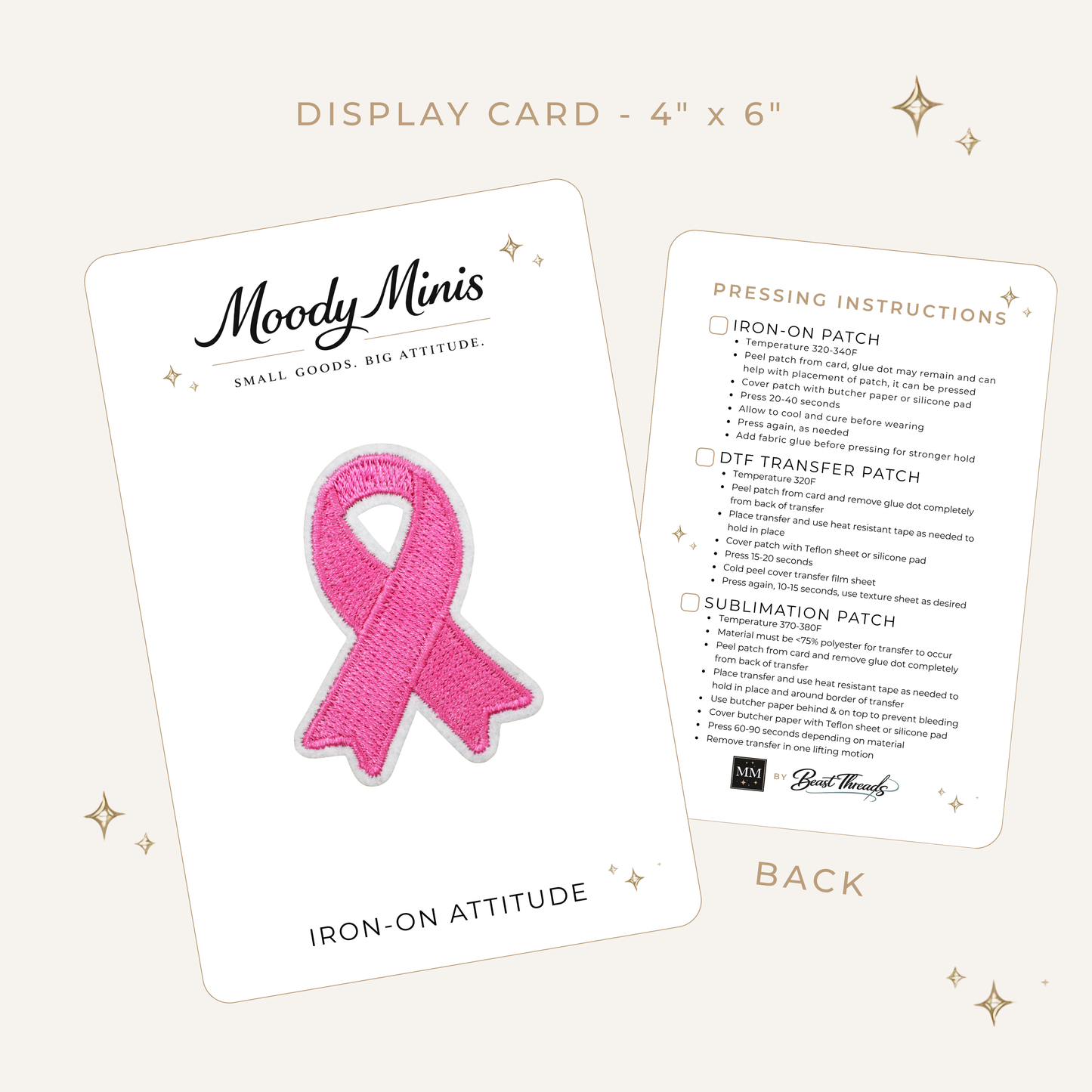 BC Pink Ribbon Embroidered Patch- RTS