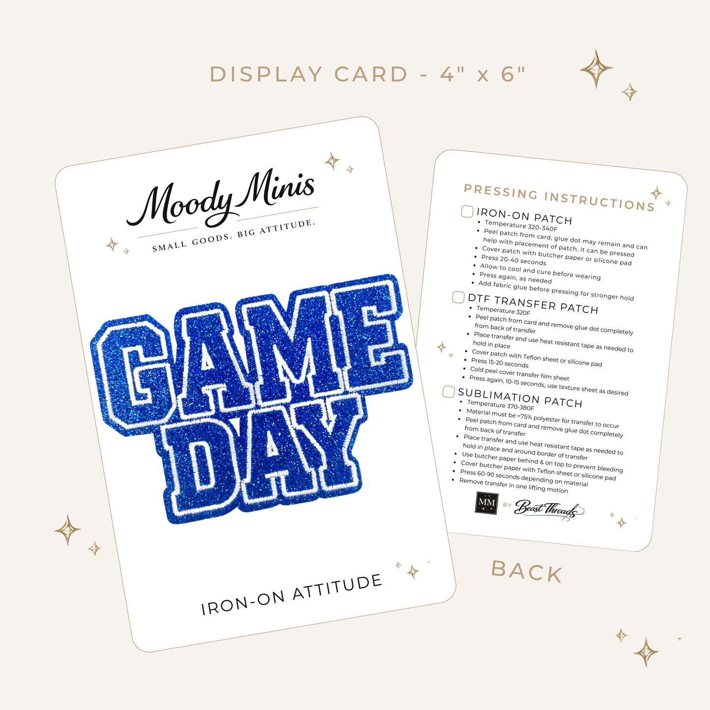 Game Day Blue Block Glitter Embroidered Patch
