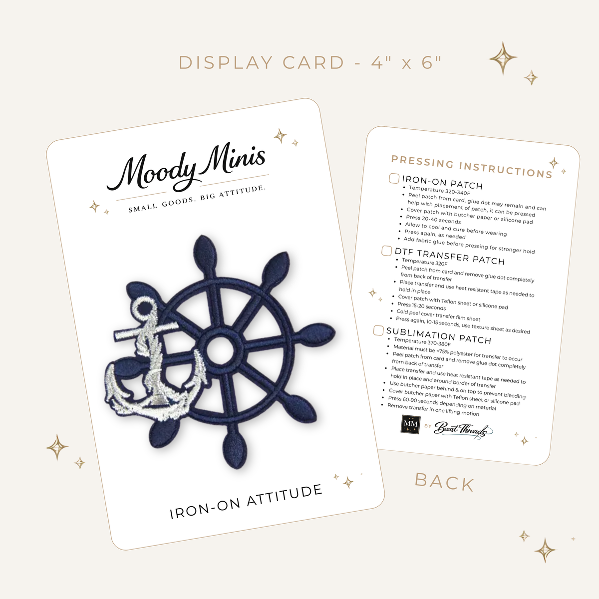 Nautical Ships Wheel & Anchor Embroidered Patch