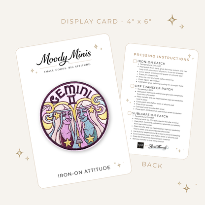 Retro Pastel Gemini Zodiac Embroidered Patch