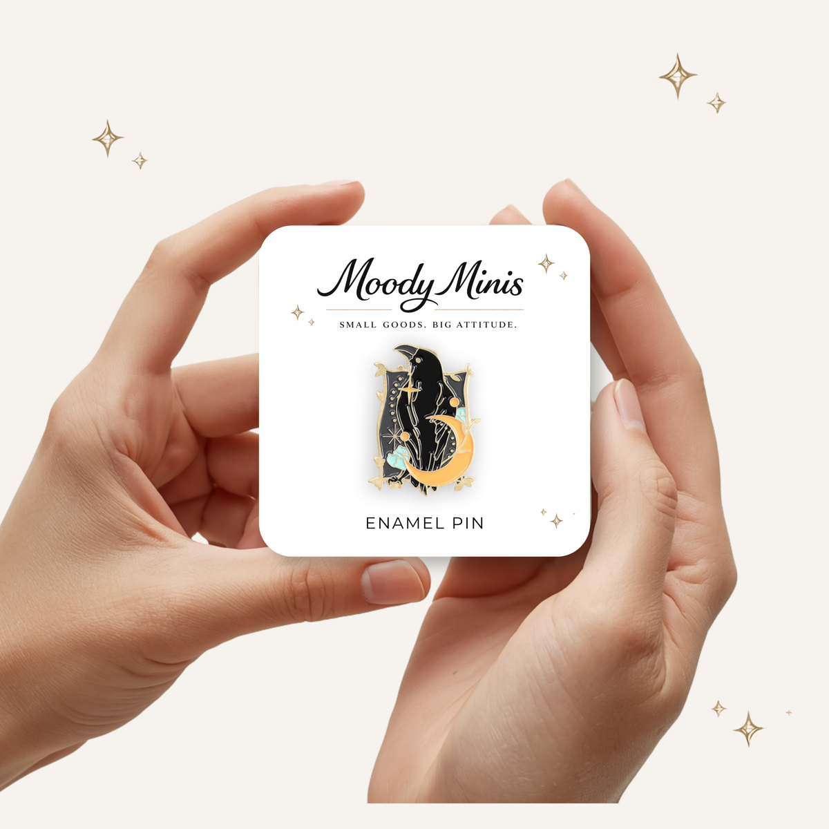 Celestial Crow & Moon Enamel Pin