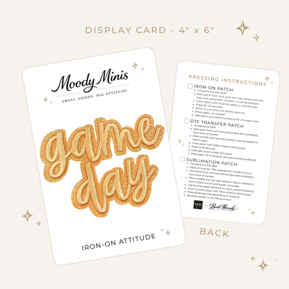 Game Day Gold Script Glitter Embroidered Patch