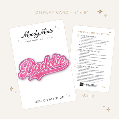 Baddie Pink Glitter Embroidered Patch