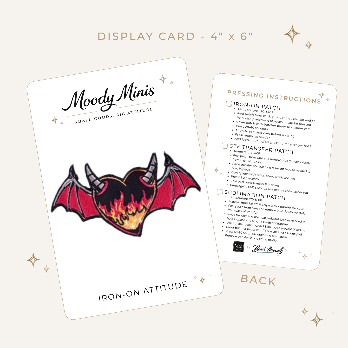 Flaming Bat Heart Embroidered Patch - RTS
