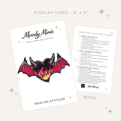 Flaming Bat Heart Embroidered Patch - RTS