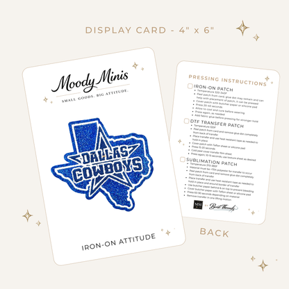 Dallas Cowboys State Glitter Embroidered Patch