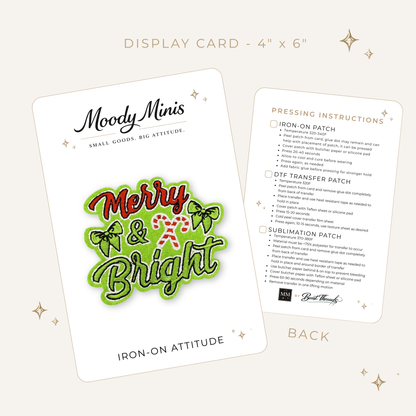 Christmas Love Merry & Bright Green Embroidered Patch