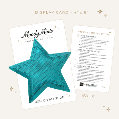Turquoise Sequin Star 5.5" Embroidered Patch