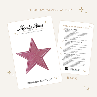 Hot Pink Glitter Star 3.25" Embroidered Patch