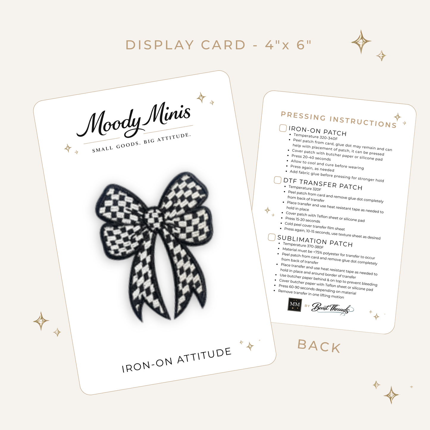 Double Bow Checkered Embroidered Patch- RTS