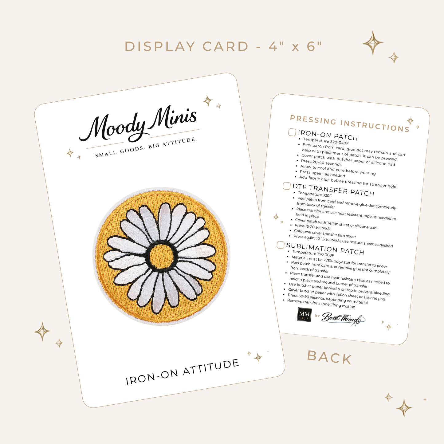Daisy w Gold Background Embroidered Patch