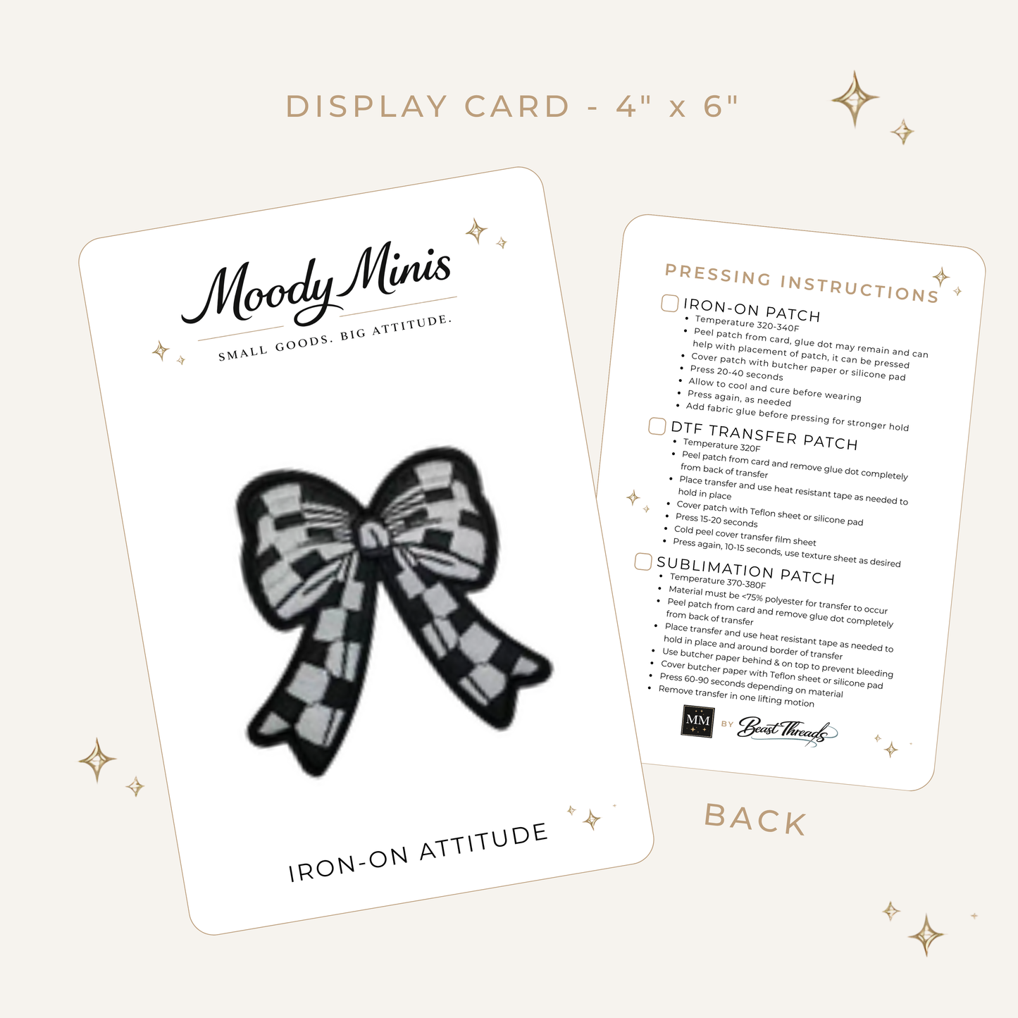 Checkered Bow Embroidered Patch - RTS