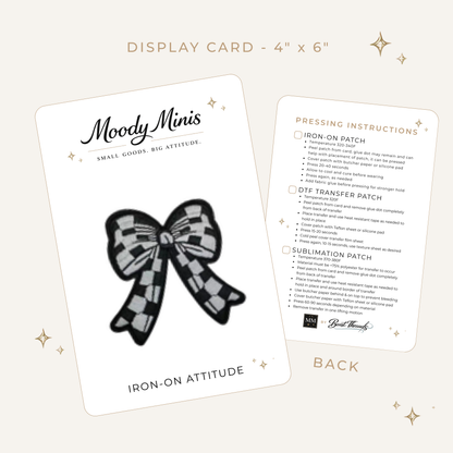 Checkered Bow Embroidered Patch - RTS